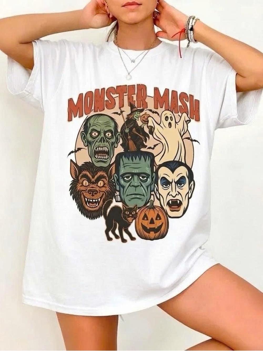 Monster Mash Halloween T-shirt Retro Horror Spooky Season Tee